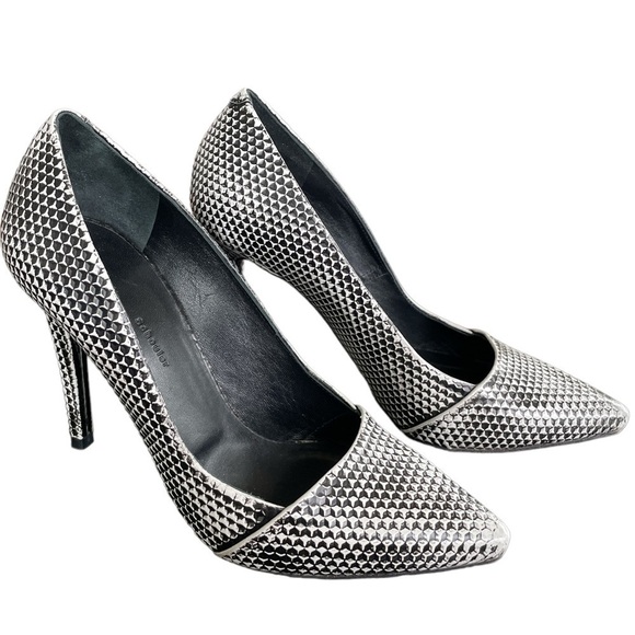 PROENZA Schouler Monochrome Leather Black White Pumps 38.5 - Picture 1 of 9